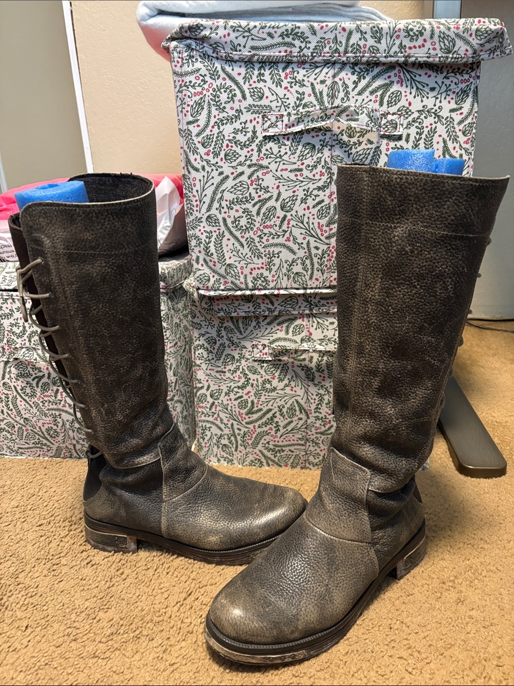 CAT grey knee high boots 11